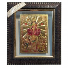 24k Gold Plated Laxmi Ganesh Saraswati Figure in Frame Small
